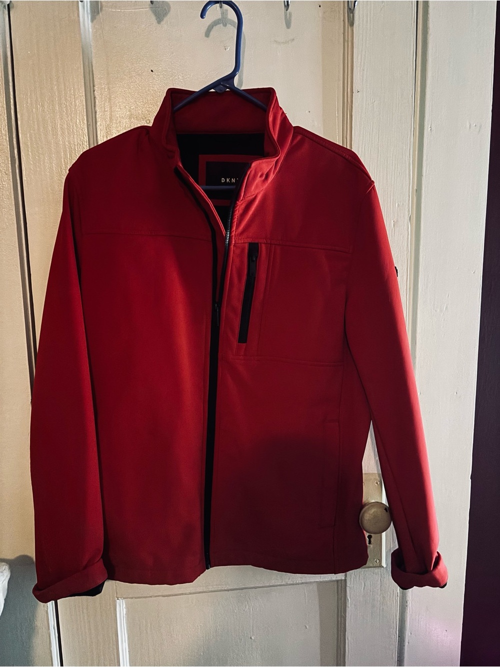 DKNYC Men's Bright Red Zip-Front Windbreaker Jacket
